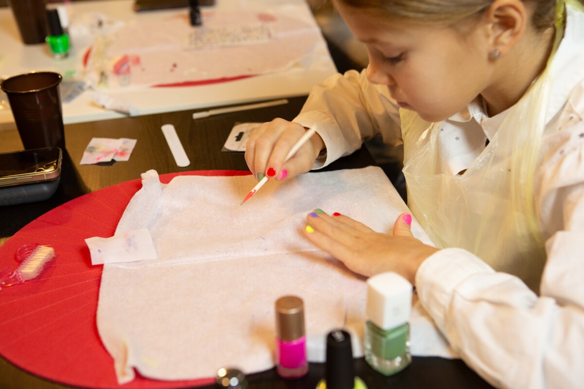 Manicure birthday party — teens with finished gel polish nails
