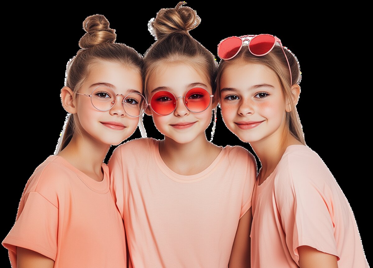 Three teen girls smiling with sunglasses